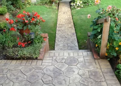 Pattern Imprinted Concrete Garden Path